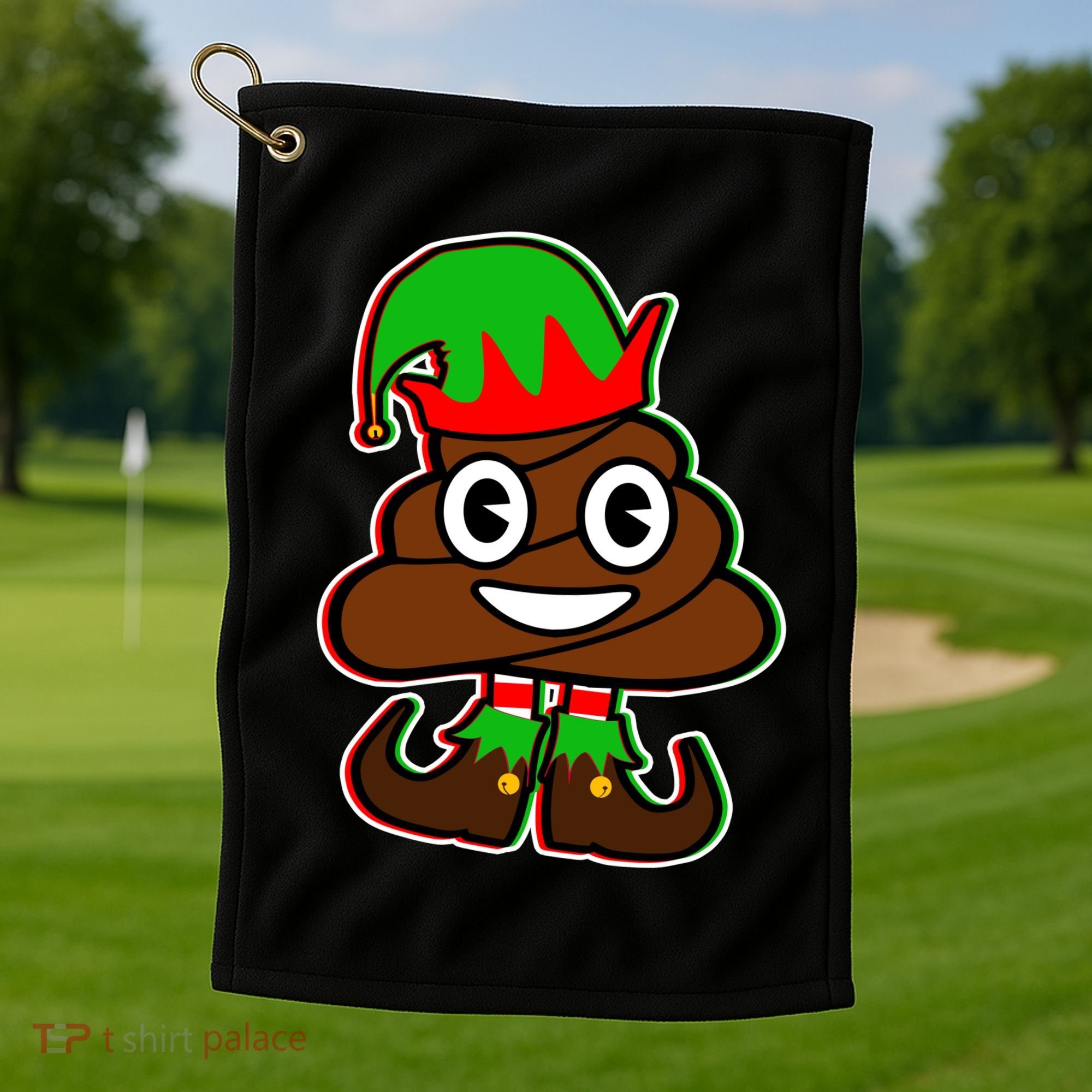 Christmas Elf Poop Emoji Golf Towel