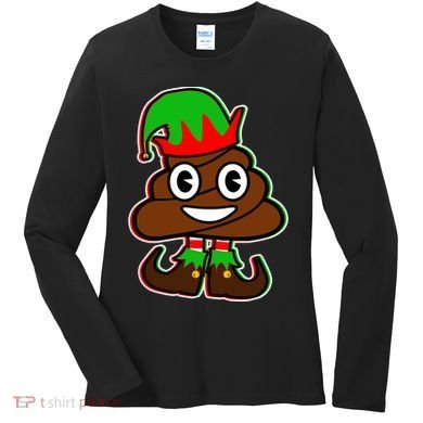 Christmas Elf Poop Emoji Women's Long Sleeve Shirt