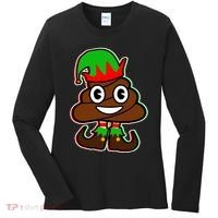 Christmas Elf Poop Emoji Women's Long Sleeve Shirt thumb 0