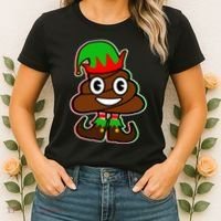 Christmas Elf Poop Emoji Women's T-Shirt thumb 2