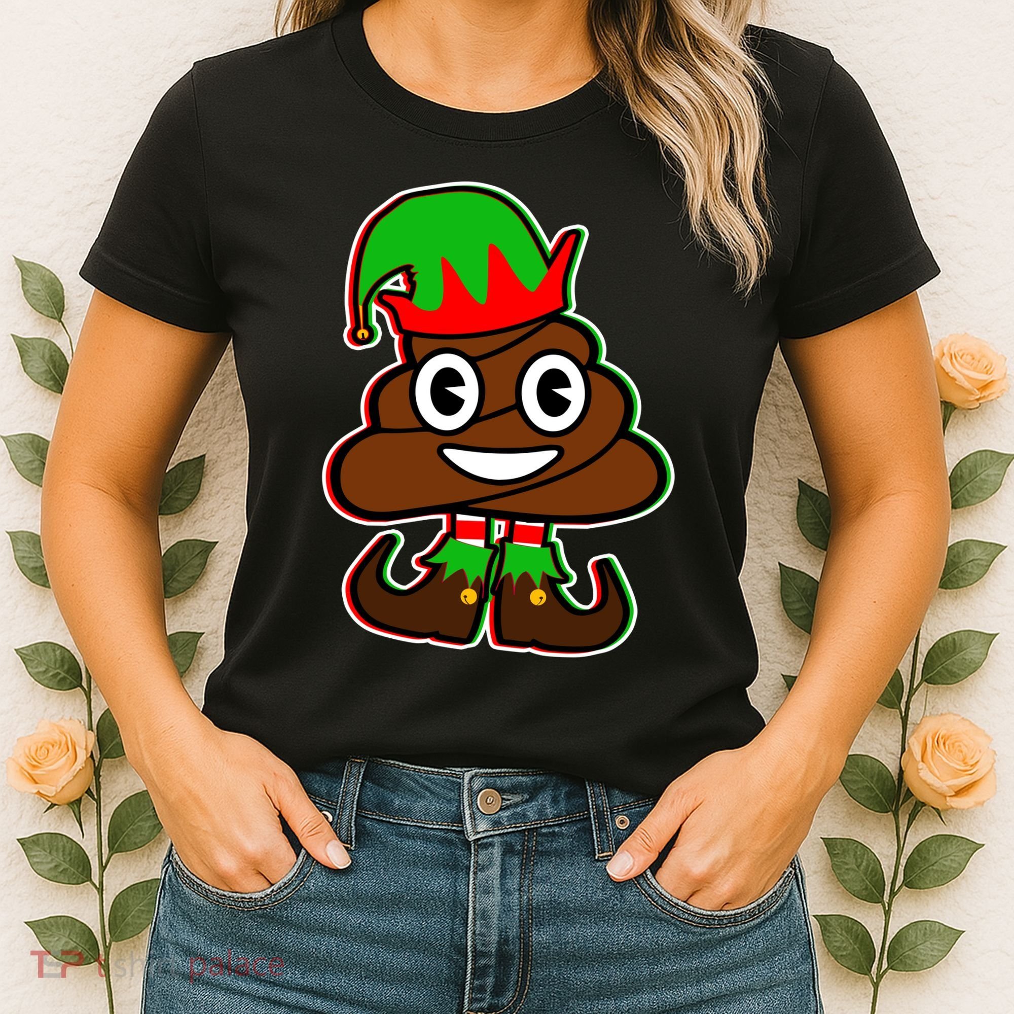 Christmas Elf Poop Emoji Women's T-Shirt