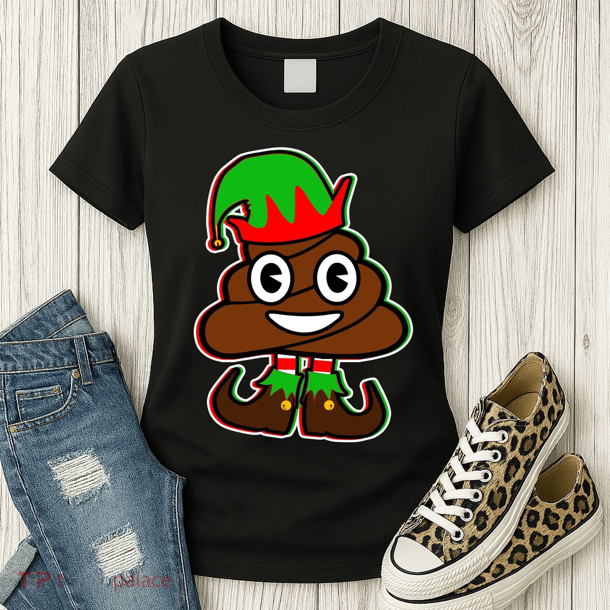 Christmas Elf Poop Emoji Women's T-Shirt