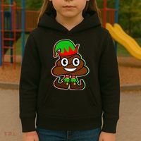 Christmas Elf Poop Emoji Kids Hoodie thumb 3