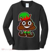 Christmas Elf Poop Emoji Kids Long Sleeve Shirt thumb 0