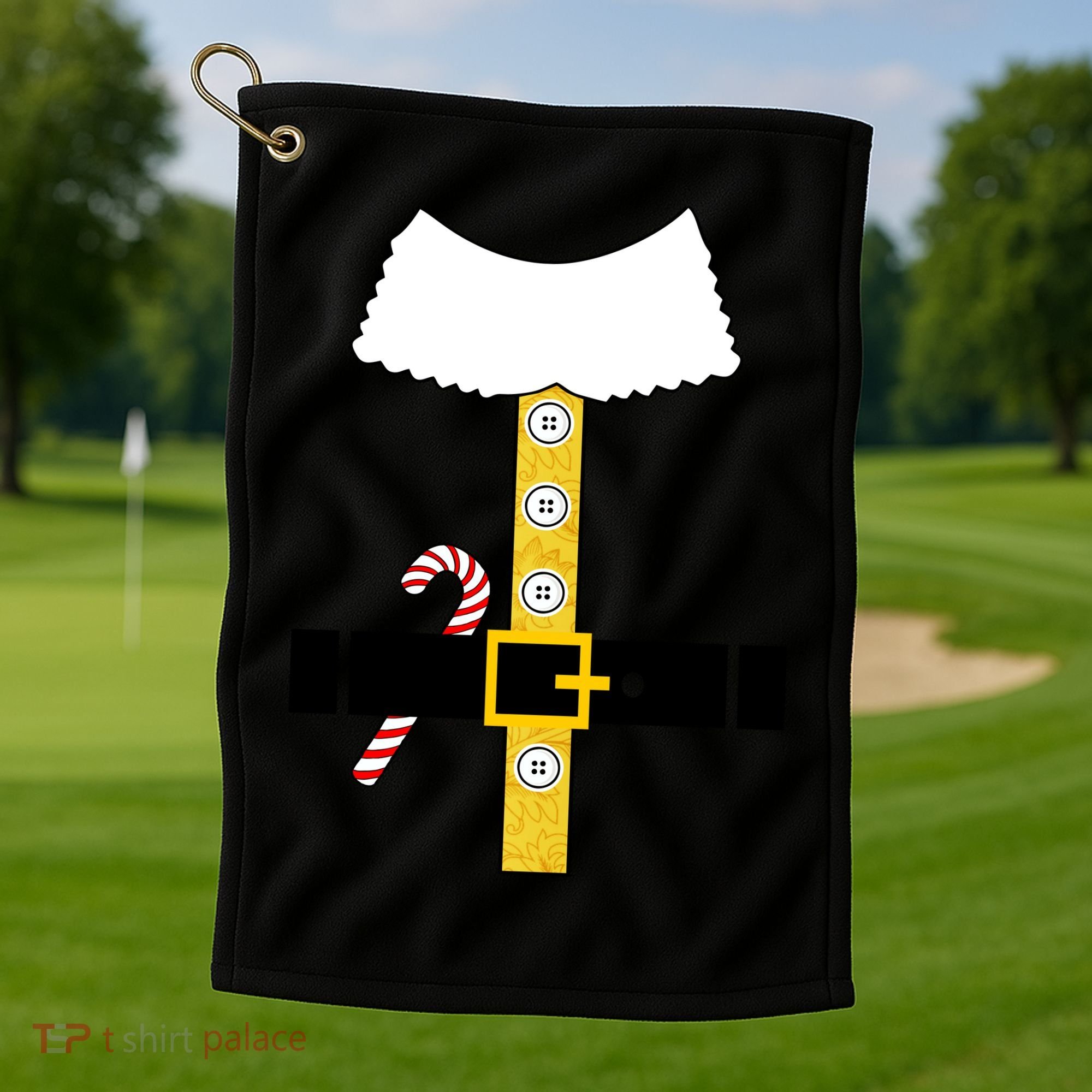 Christmas Elf Suit Candy Cane Costume Golf Towel
