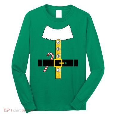 Christmas Elf Suit Candy Cane Costume Long Sleeve Shirt