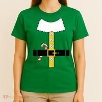 Christmas Elf Suit Candy Cane Costume T-Shirt thumb 4