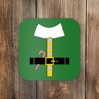 Christmas Elf Suit Candy Cane Costume Coaster thumb 0