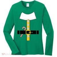 Christmas Elf Suit Candy Cane Costume Women's Long Sleeve Shirt thumb 0