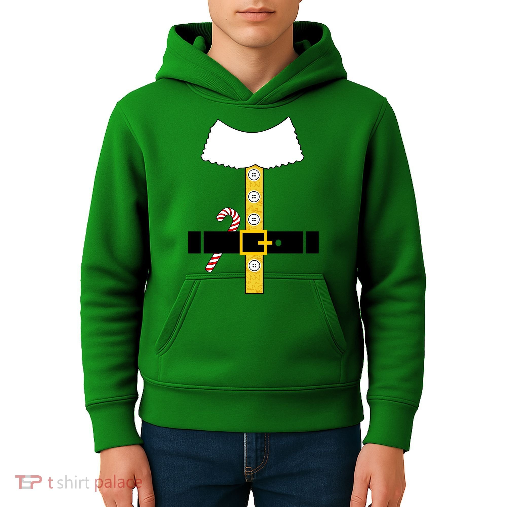 Christmas Elf Suit Candy Cane Costume Kids Hoodie