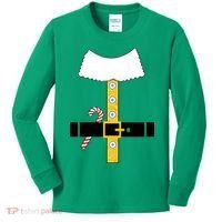 Christmas Elf Suit Candy Cane Costume Kids Long Sleeve Shirt thumb 0