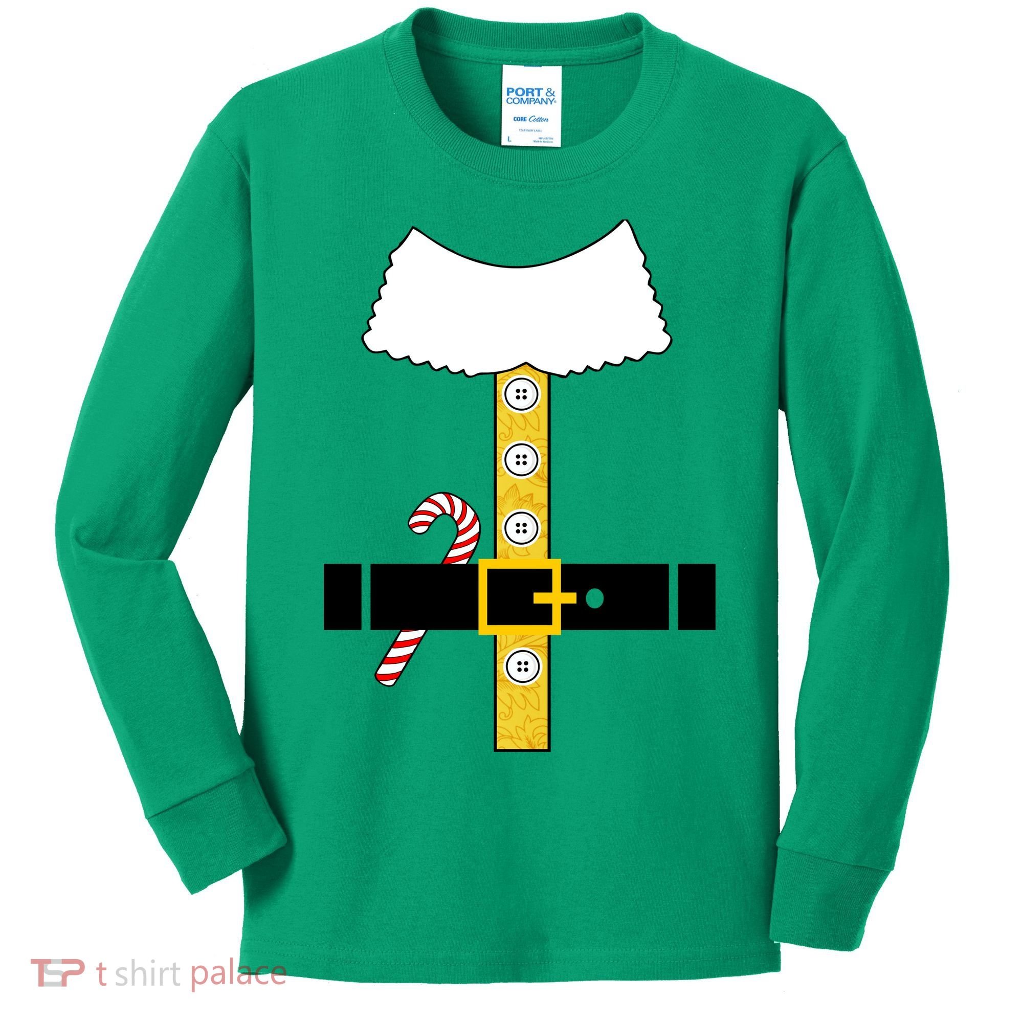 Christmas Elf Suit Candy Cane Costume Kids Long Sleeve Shirt