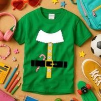 Christmas Elf Suit Candy Cane Costume Kids T-Shirt thumb 3