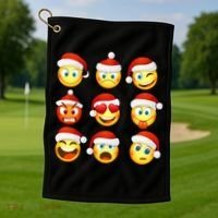 Christmas Emoji's Smiley Golf Towel thumb 1