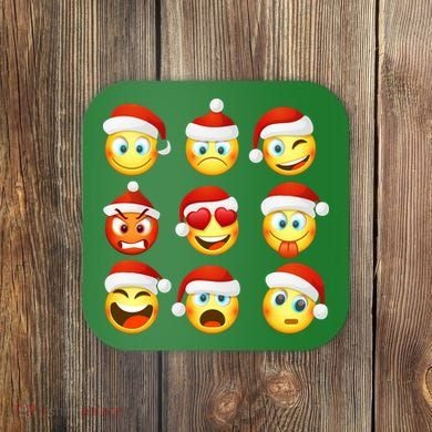 Christmas Emoji's Smiley Coaster