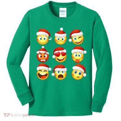 Christmas Emoji's Smiley Kids Long Sleeve Shirt
