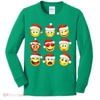 Christmas Emoji's Smiley Kids Long Sleeve Shirt thumb 0
