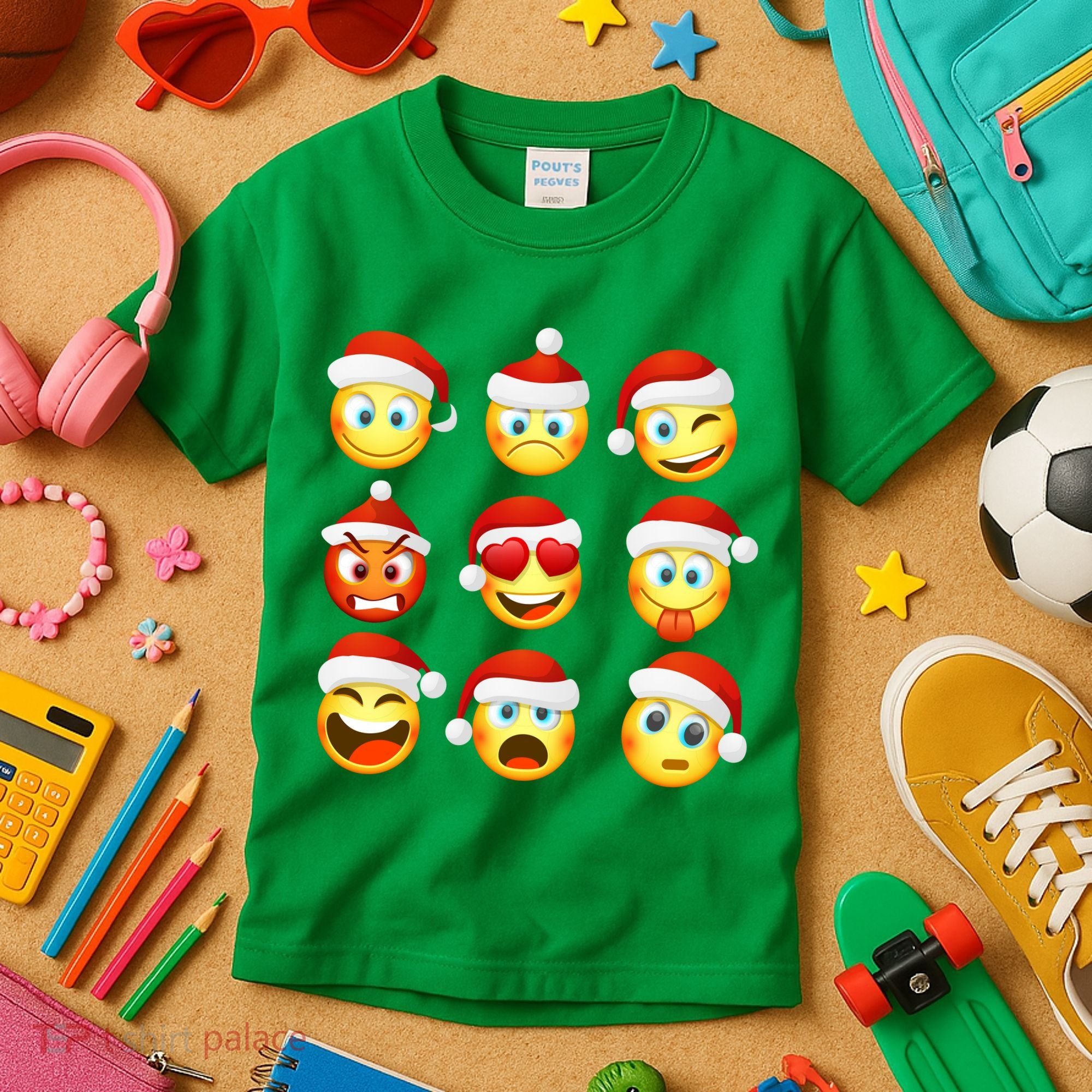 Christmas Emoji's Smiley Kids T-Shirt