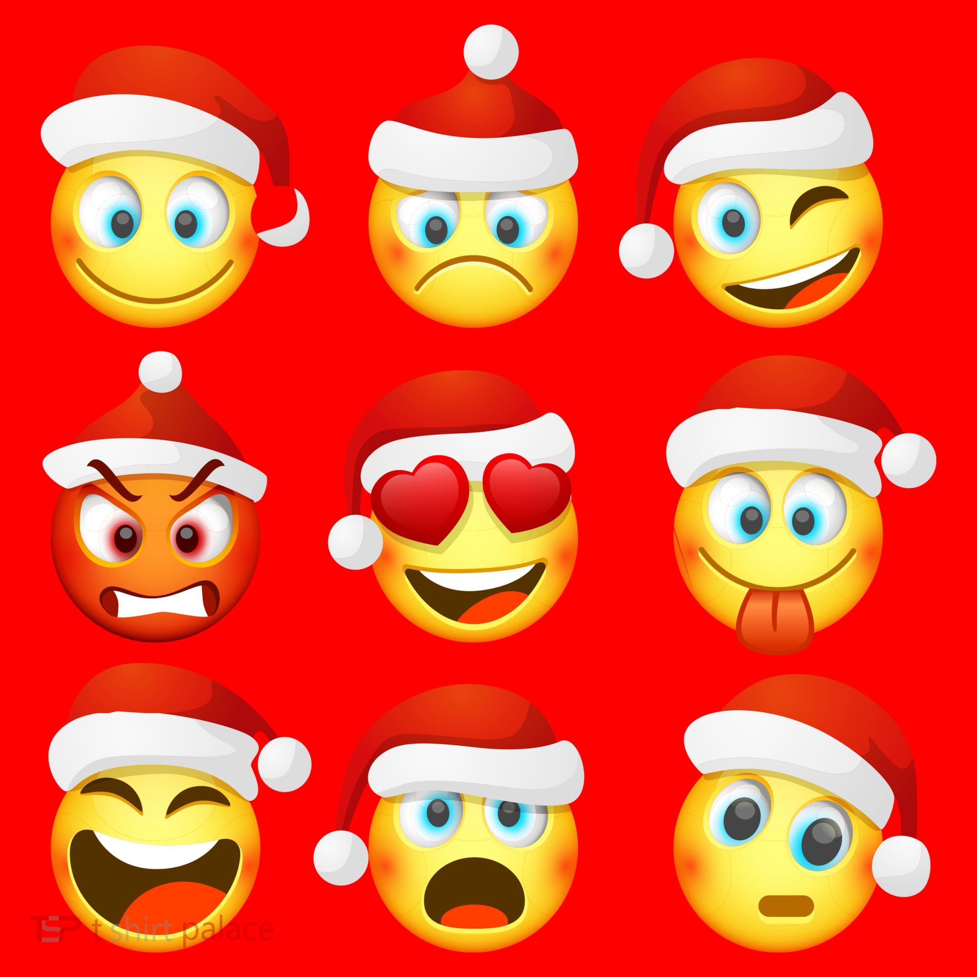 Christmas Emoji's Smiley Santa Hat