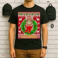 Christmas Fa La La La Llama Ugly Sweater T-Shirt thumb 6