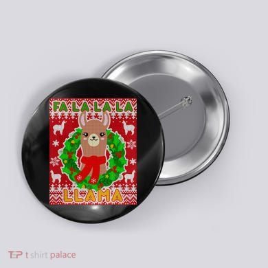 Christmas Fa La La La Llama Ugly Sweater Button