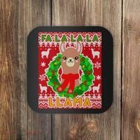 Christmas Fa La La La Llama Ugly Sweater Coaster thumb 0
