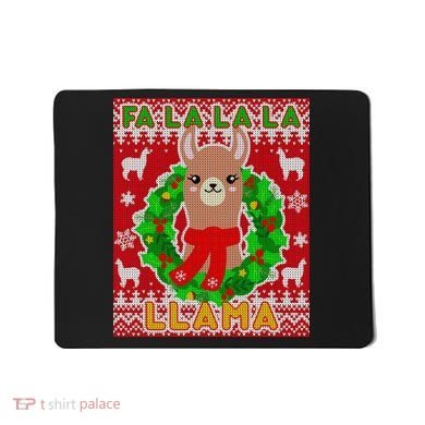 Christmas Fa La La La Llama Ugly Sweater Mousepad