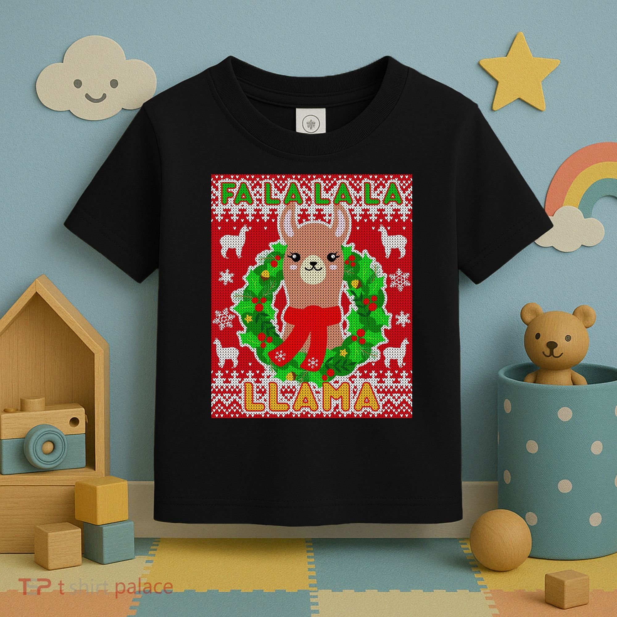 Christmas Fa La La La Llama Ugly Sweater Toddler T-Shirt