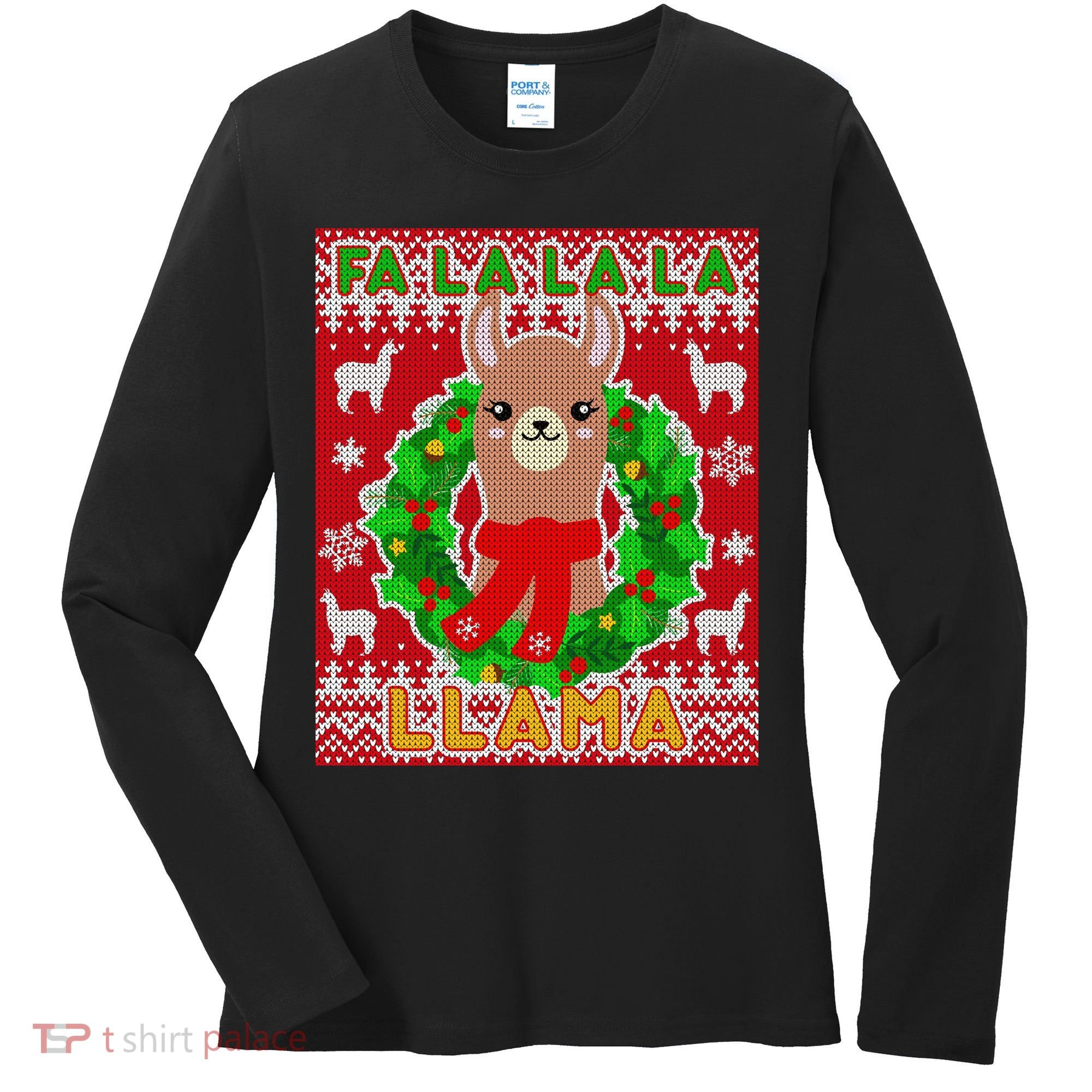 Christmas Fa La La La Llama Ugly Sweater Women's Long Sleeve Shirt