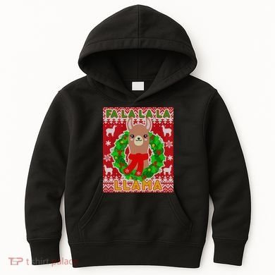 Christmas Fa La La La Llama Ugly Sweater Kids Hoodie
