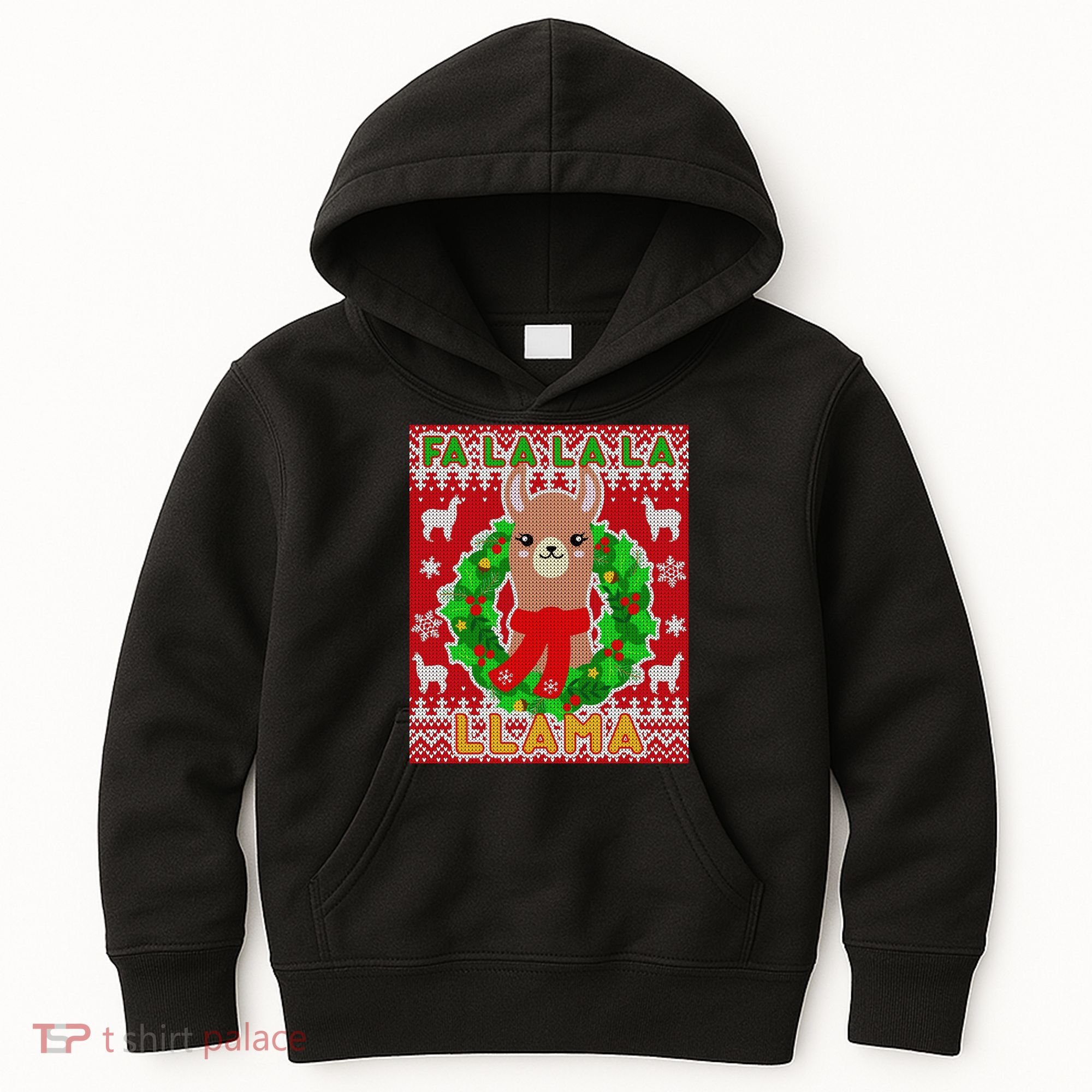 Christmas Fa La La La Llama Ugly Sweater Kids Hoodie