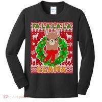 Christmas Fa La La La Llama Ugly Sweater Kids Long Sleeve Shirt thumb 0