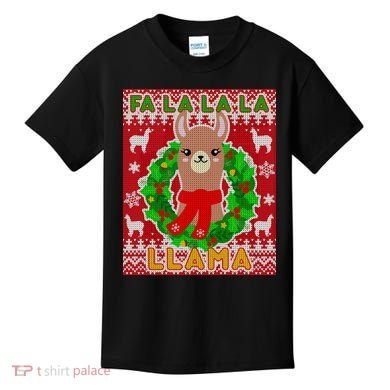 Christmas Fa La La La Llama Ugly Sweater Kids T-Shirt