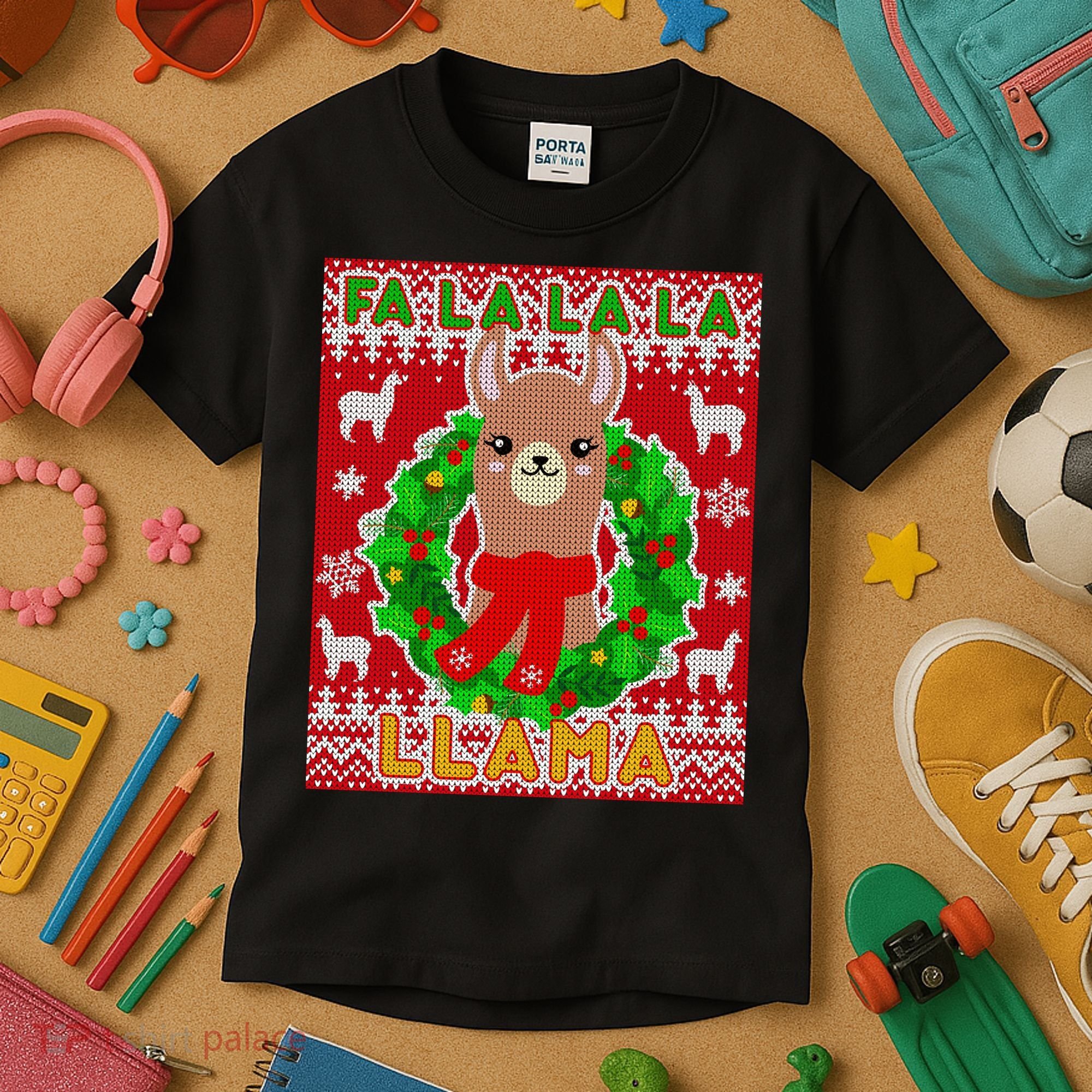 Christmas Fa La La La Llama Ugly Sweater Kids T-Shirt