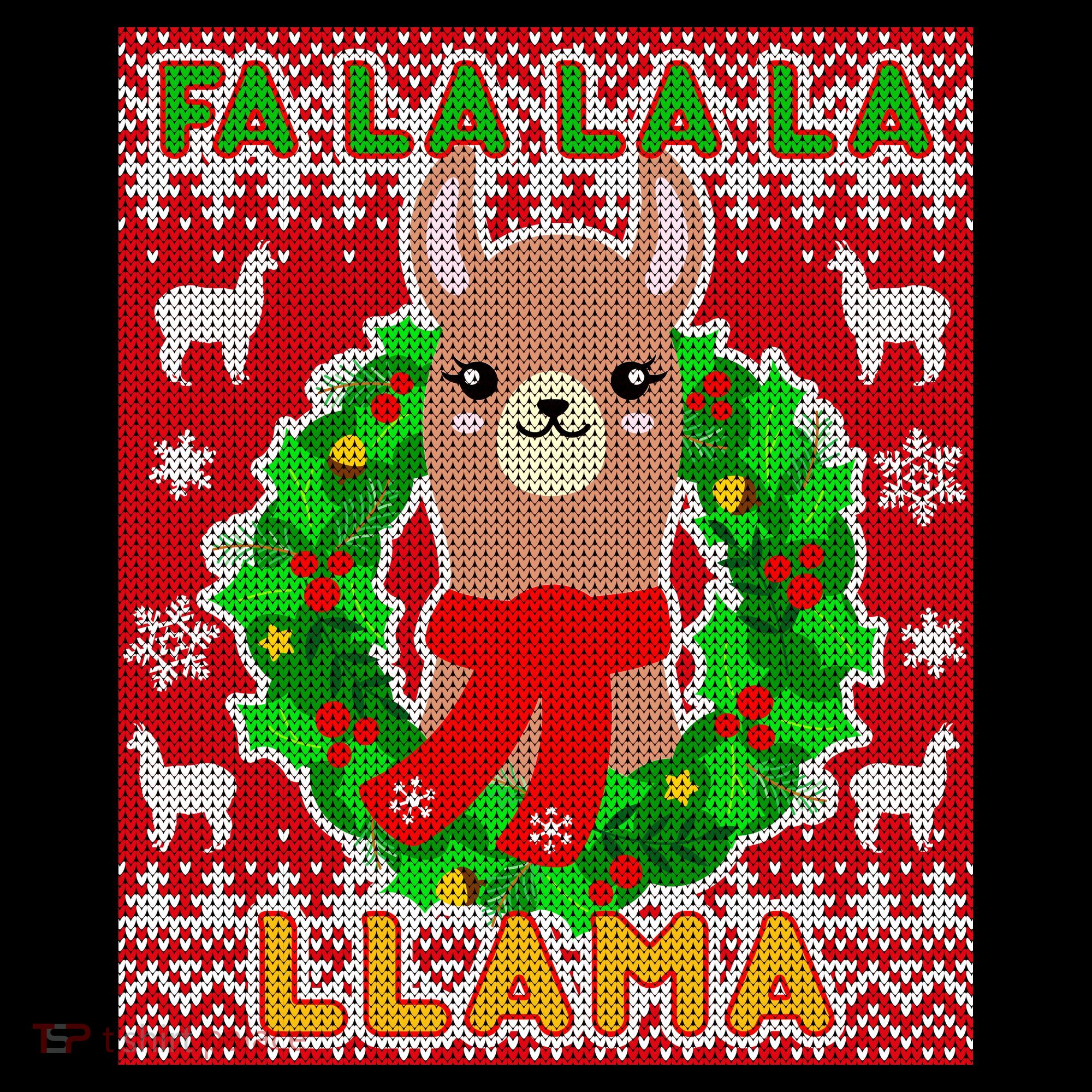 Christmas Fa La La La Llama Ugly Sweater Tote Bag