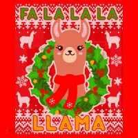 Christmas Fa La La La Llama Ugly Sweater Santa Hat thumb 1