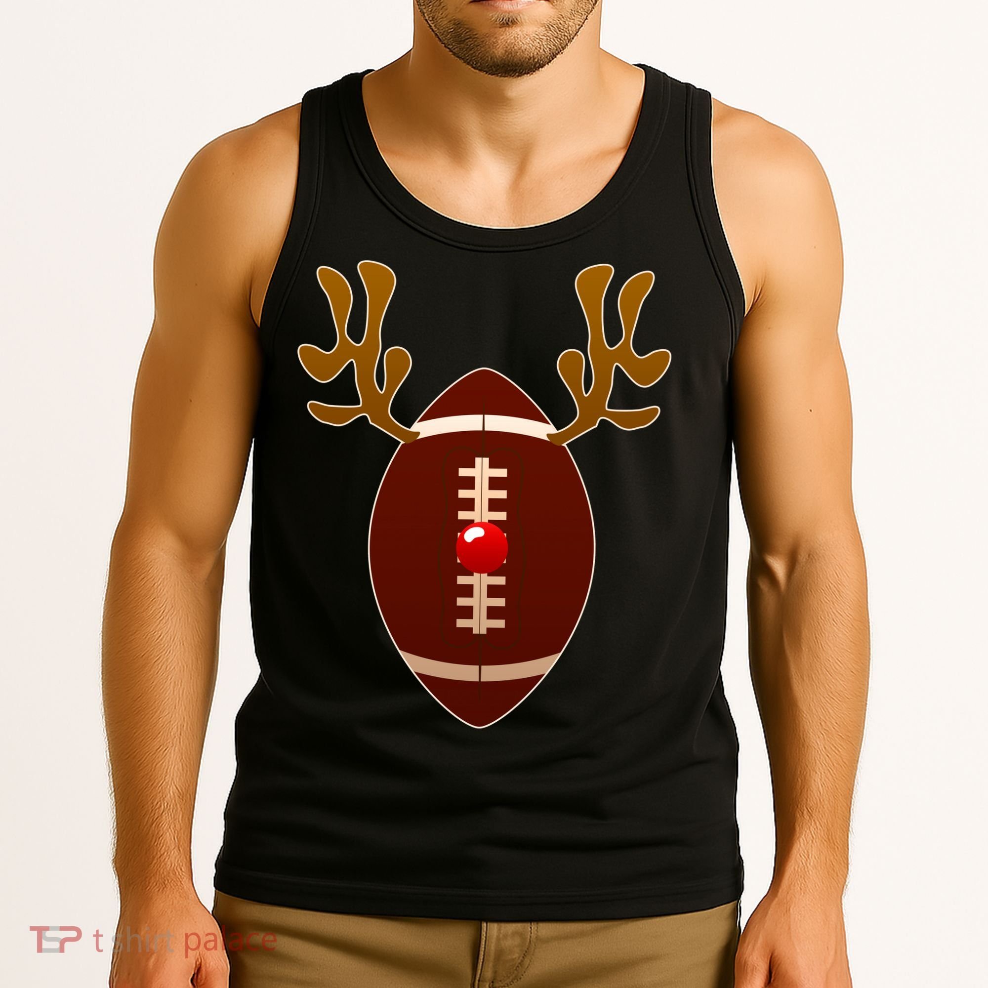 Christmas Football Reindeer  Tank Top