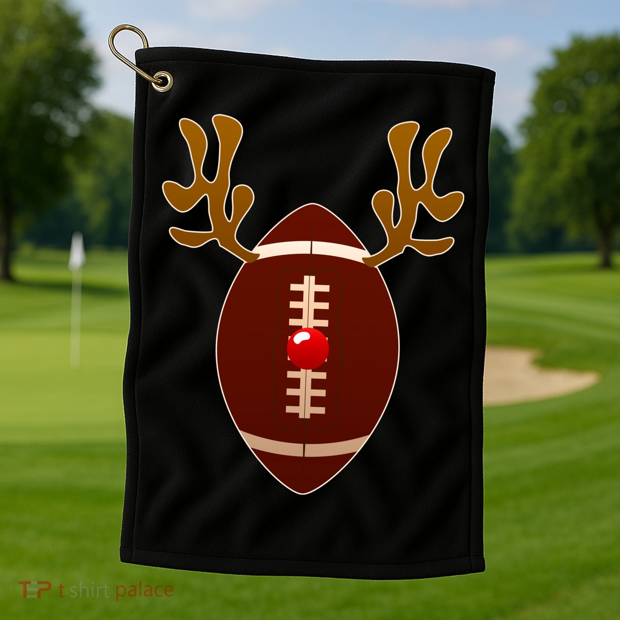 Christmas Football Reindeer  Golf Towel