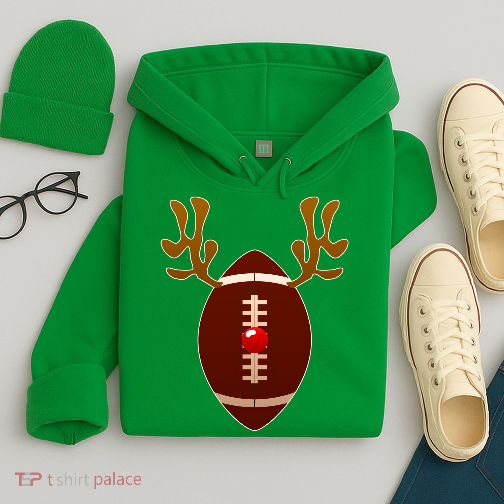 Christmas Football Reindeer  Hoodie