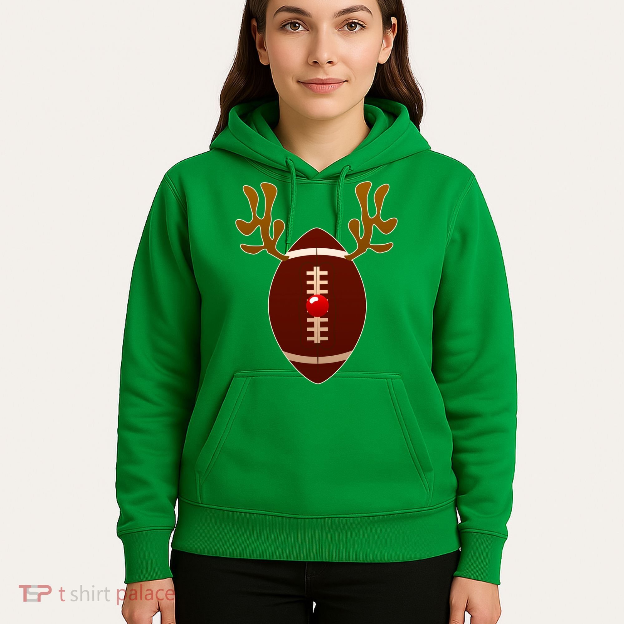 Christmas Football Reindeer  Hoodie