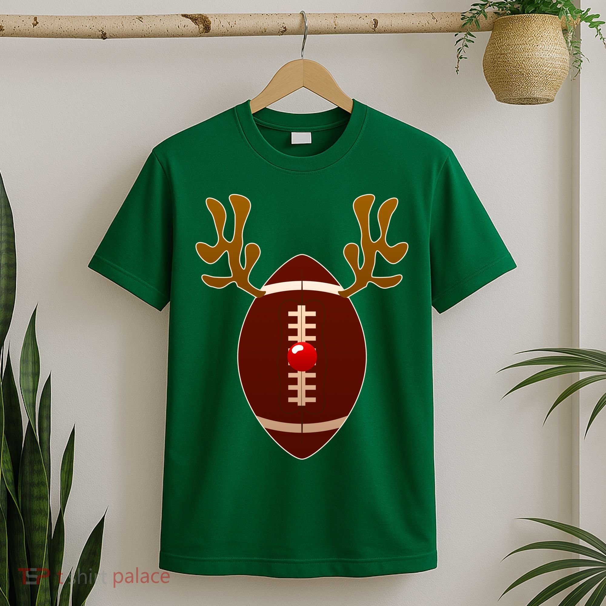 Christmas Football Reindeer  T-Shirt