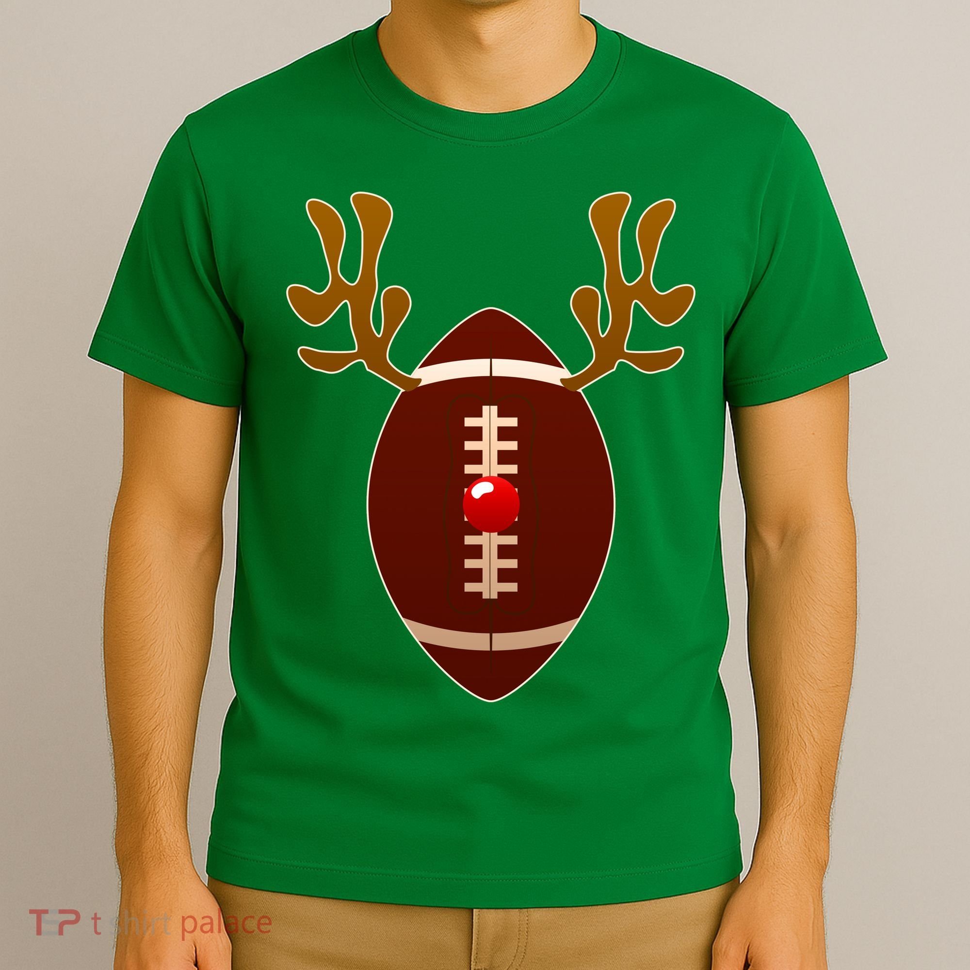 Christmas Football Reindeer  T-Shirt