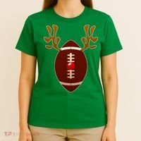 Christmas Football Reindeer  T-Shirt thumb 4