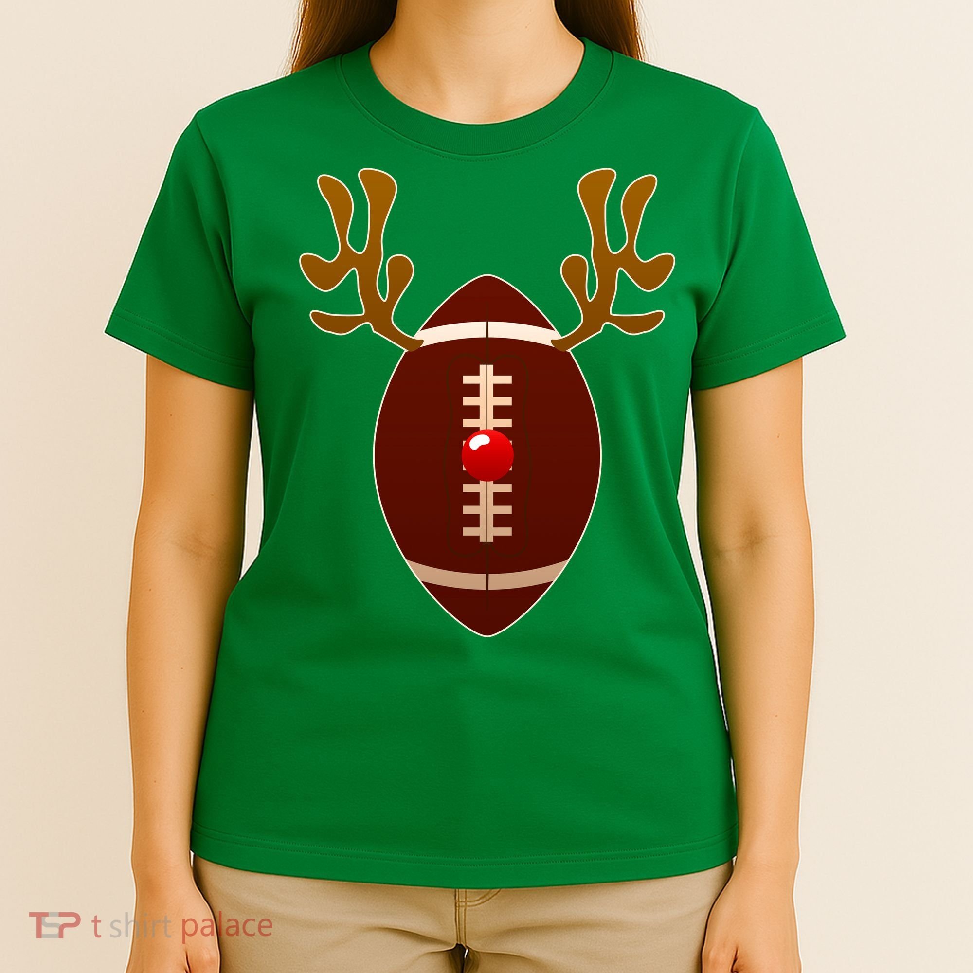 Christmas Football Reindeer  T-Shirt
