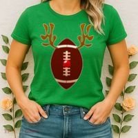 Christmas Football Reindeer  Women's T-Shirt thumb 2