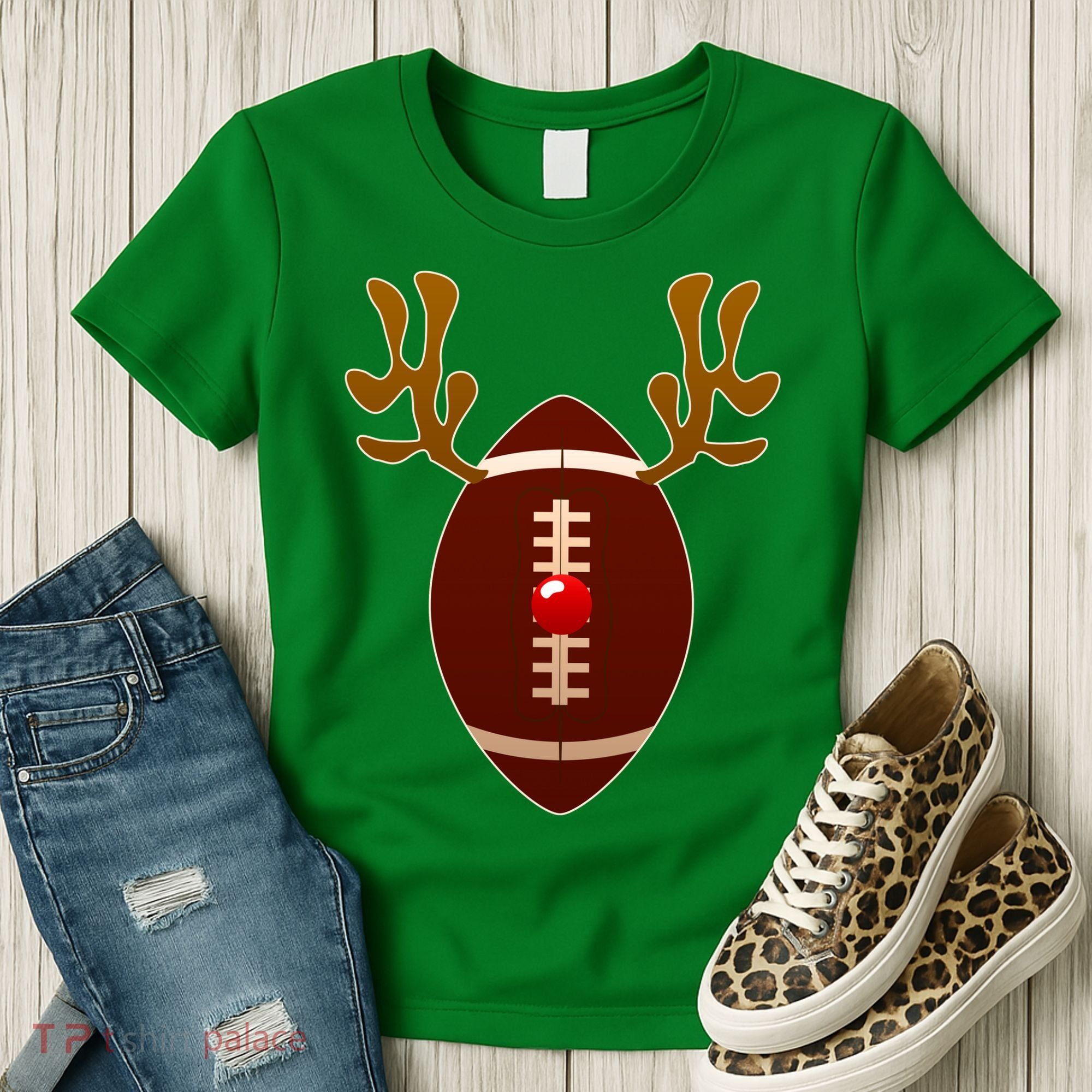 Christmas Football Reindeer  Women's T-Shirt