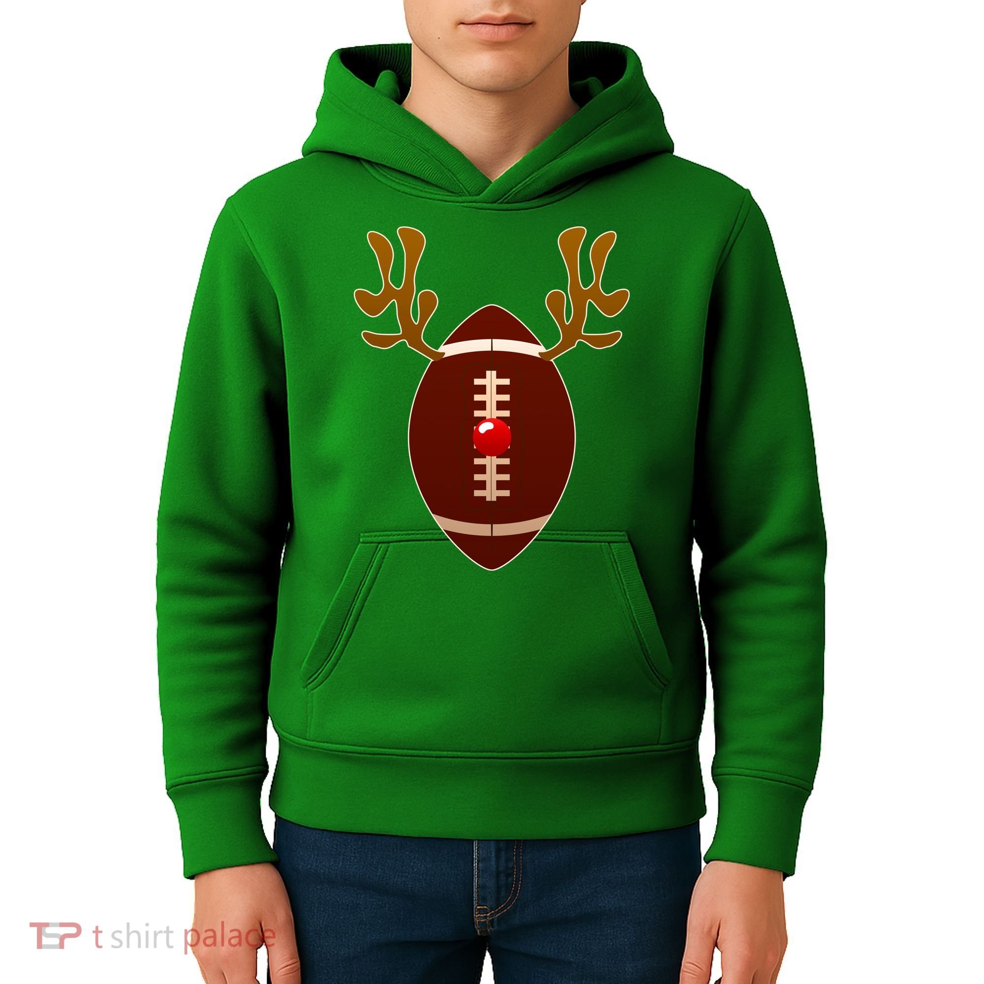 Christmas Football Reindeer  Kids Hoodie