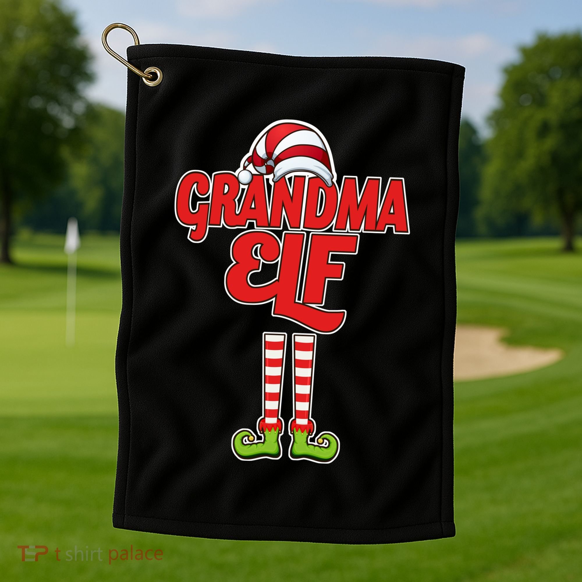 Christmas Grandma Elf Golf Towel