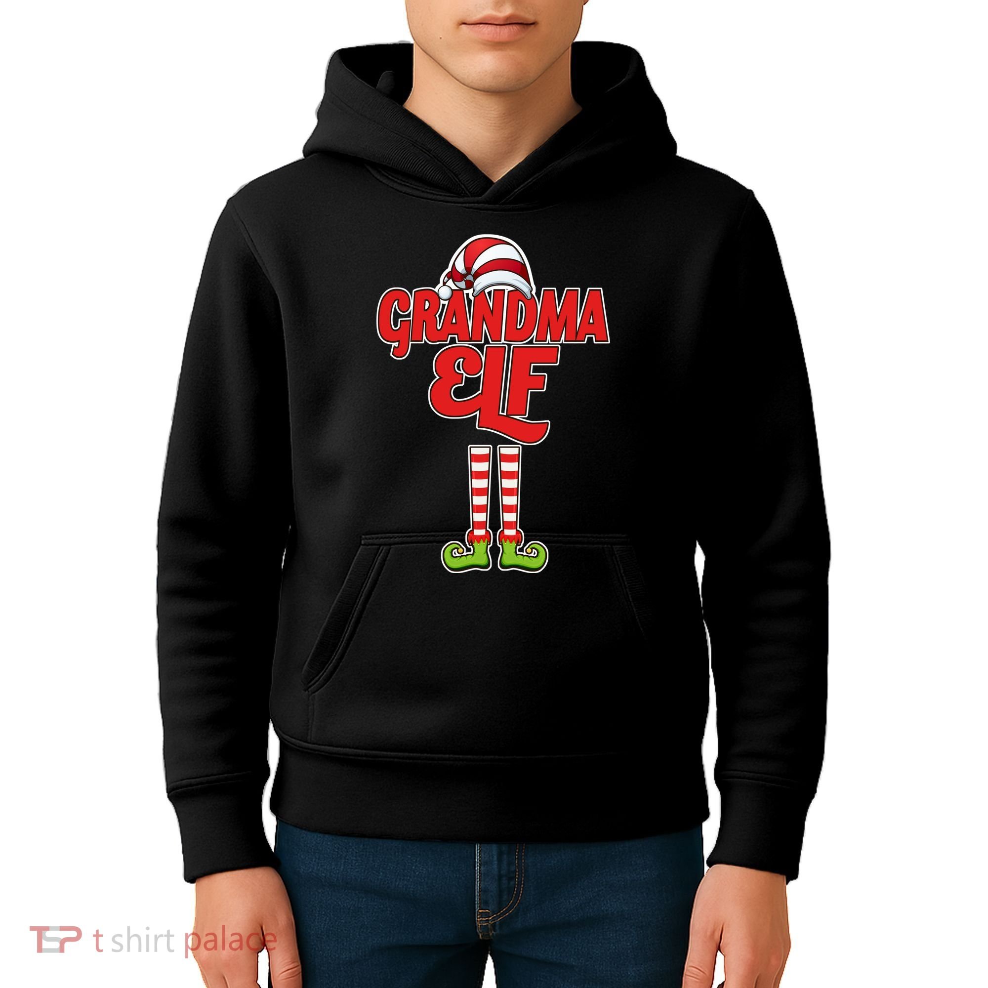 Christmas Grandma Elf Kids Hoodie