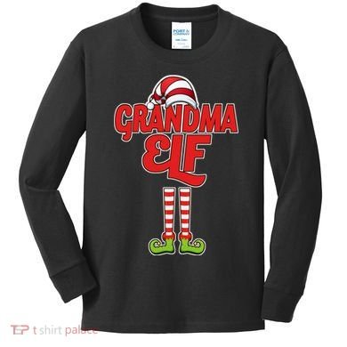 Christmas Grandma Elf Kids Long Sleeve Shirt